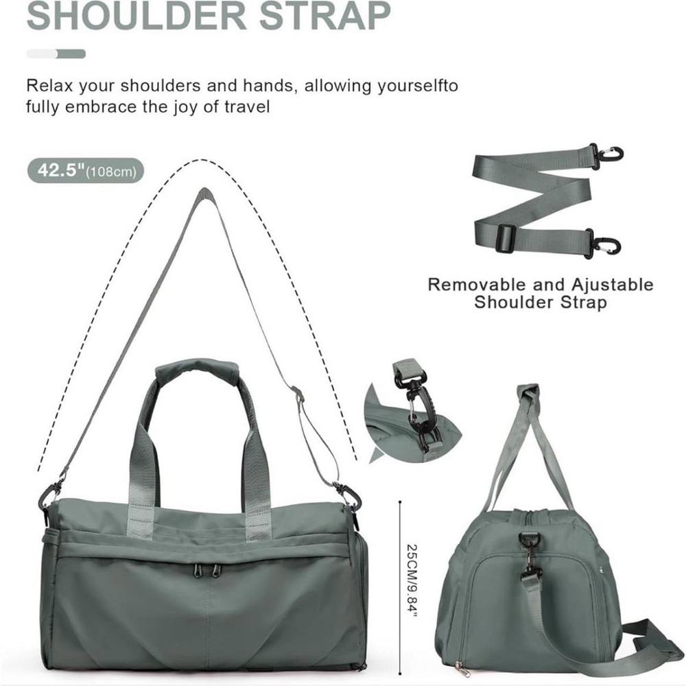Gym Bag with Adjustable Strap and Shoe Compartment